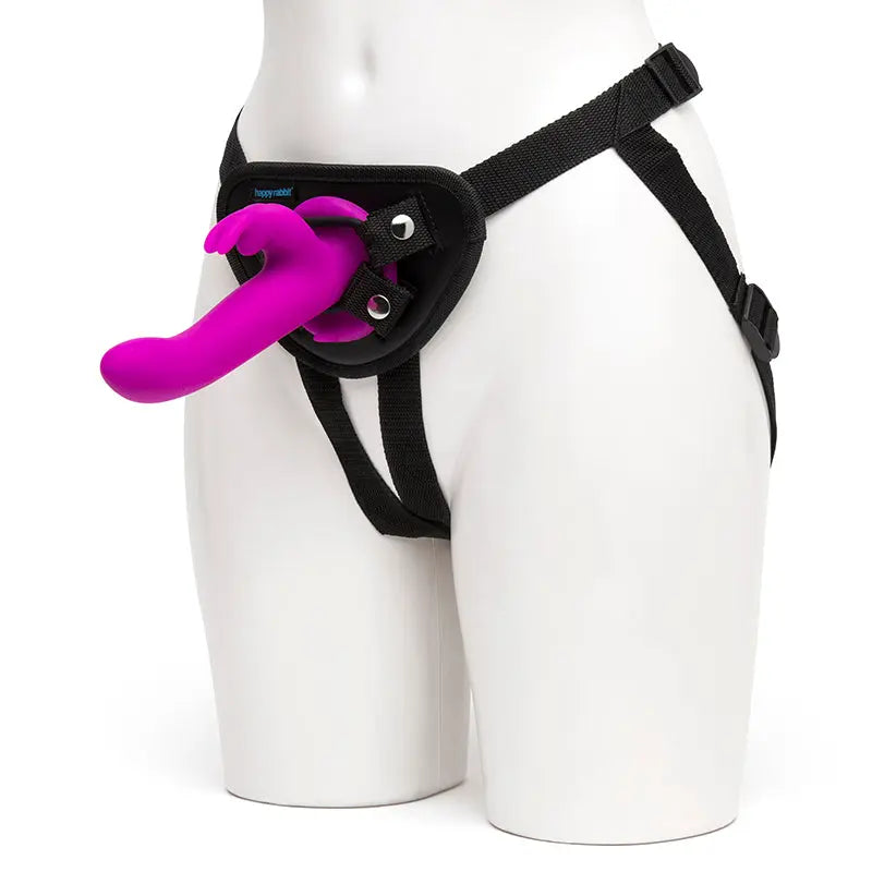 Happy Rabbit Rechargeable Silicone Vibrating Strap-On Harness Set Purple  Harnesses