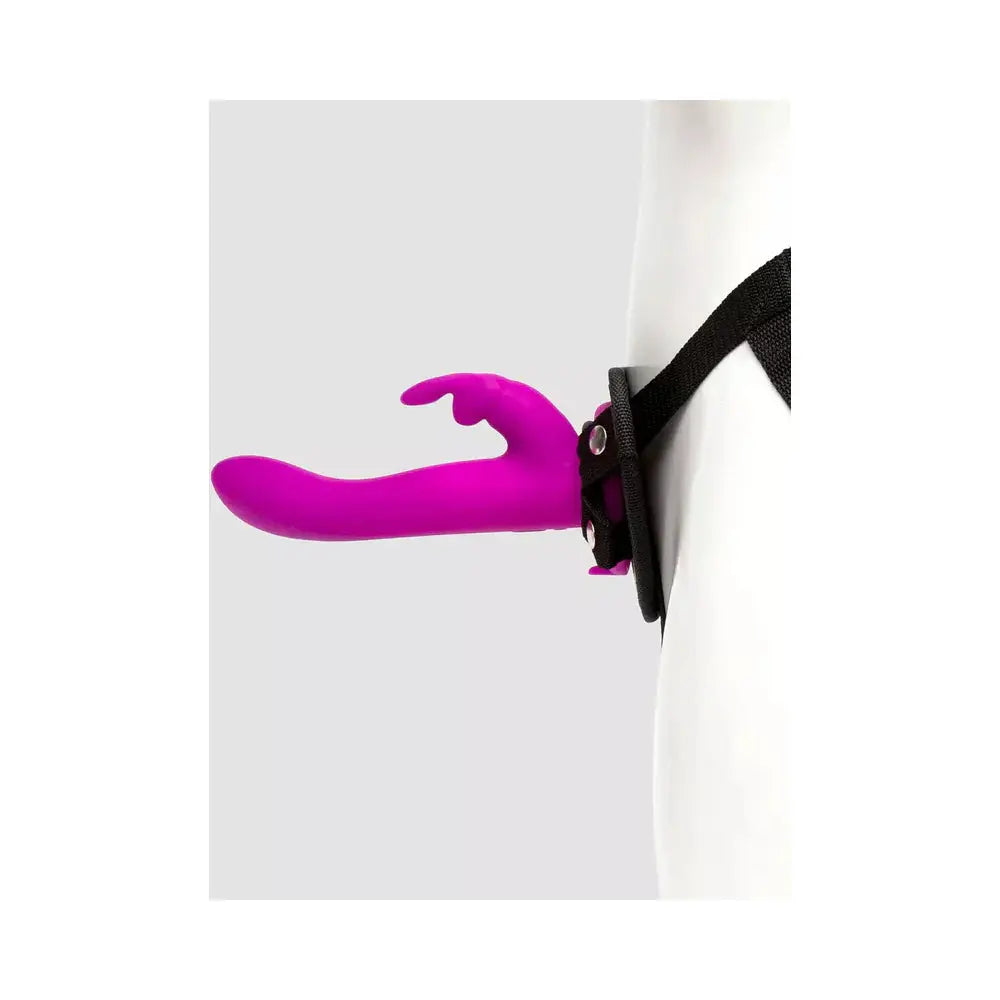 Happy Rabbit Rechargeable Silicone Vibrating Strap-On Harness Set Purple  Harnesses