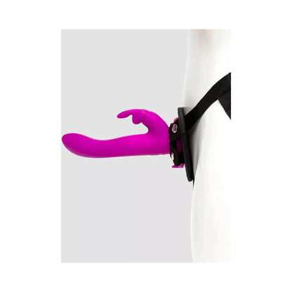 Happy Rabbit Rechargeable Silicone Vibrating Strap-On Harness Set Purple  Harnesses
