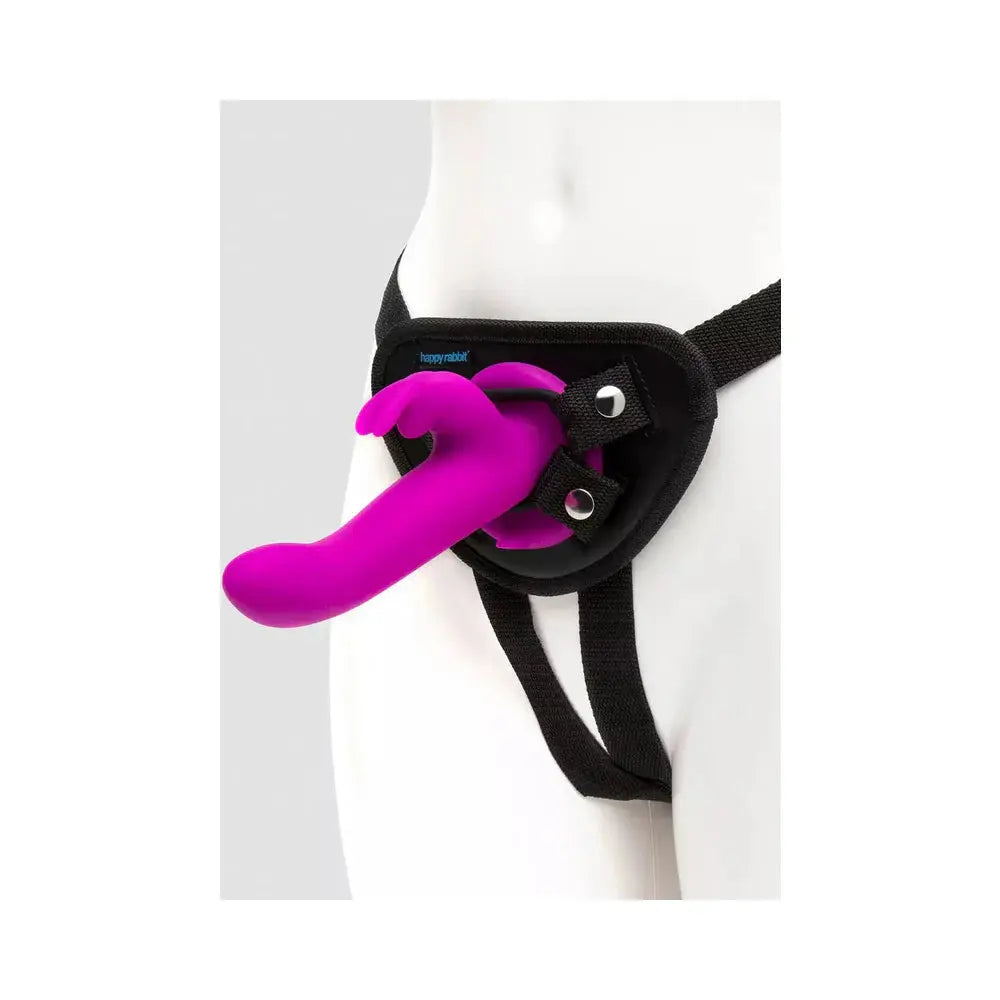 Happy Rabbit Rechargeable Silicone Vibrating Strap-On Harness Set Purple  Harnesses