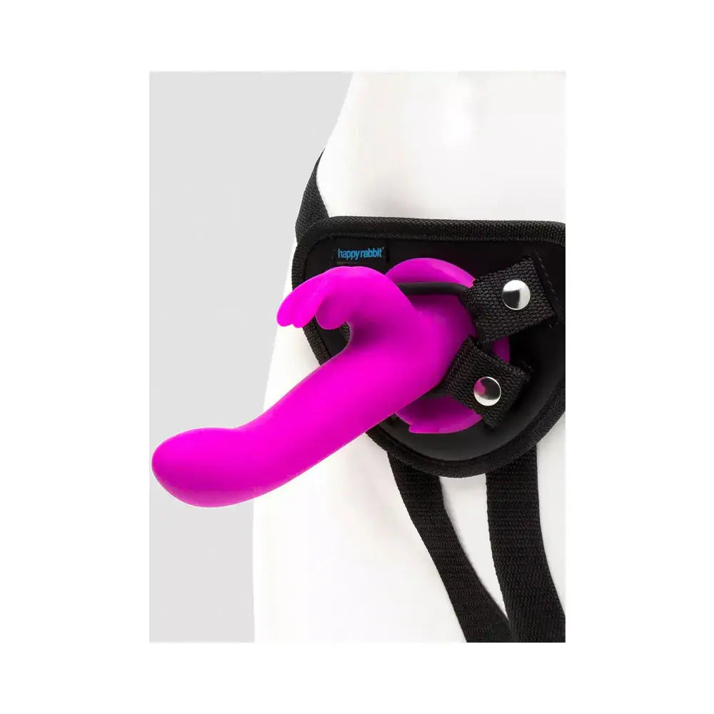 Happy Rabbit Rechargeable Silicone Vibrating Strap-On Harness Set Purple  Harnesses