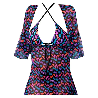 Hazy Dayz Halter Bra, Thong and Dress Set Gummy Bears S / M  Lingerie - Loungewear for Women