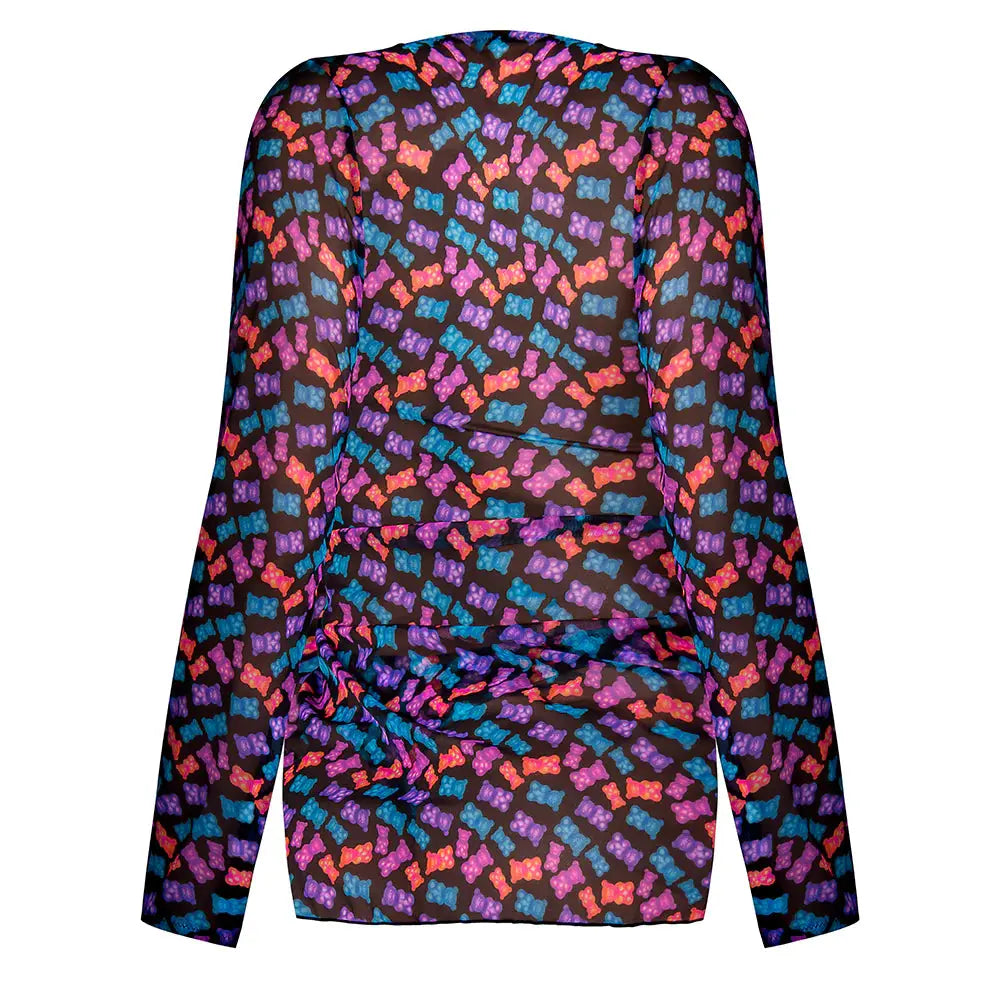 Hazy Dayz Tie Front Jacket and Thong Set Gummy Bears L/XL  Lingerie - Club Wear