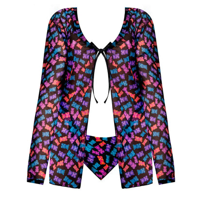 Hazy Dayz Tie Front Jacket and Thong Set Gummy Bears L/XL  Lingerie - Club Wear