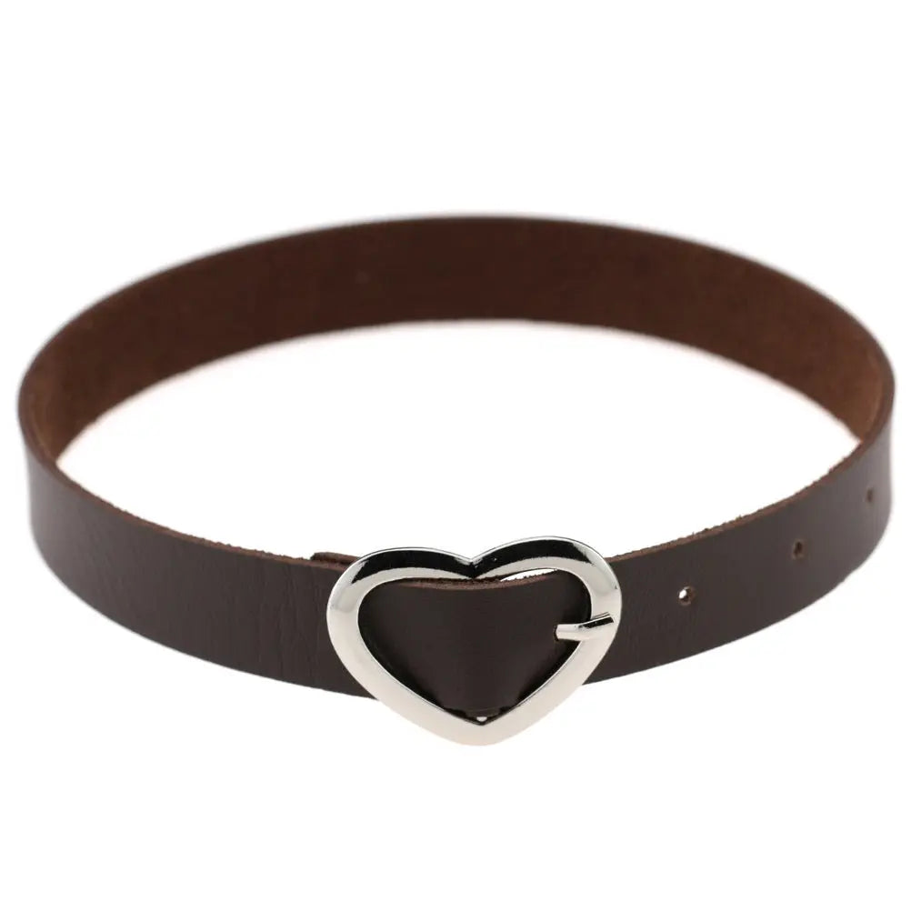 Heart Buckle Leather Submissive BDSM Collar  Collars and Leads