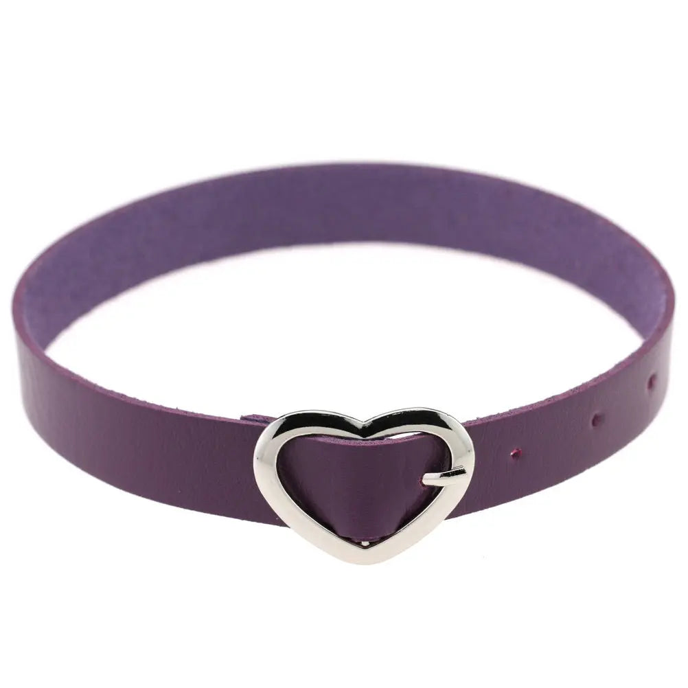 Heart Buckle Leather Submissive BDSM Collar  Collars and Leads
