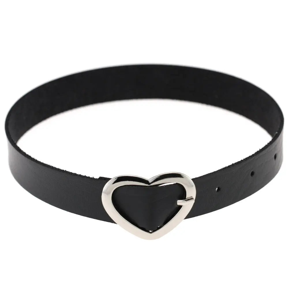 Heart Buckle Leather Submissive BDSM Collar  Collars and Leads