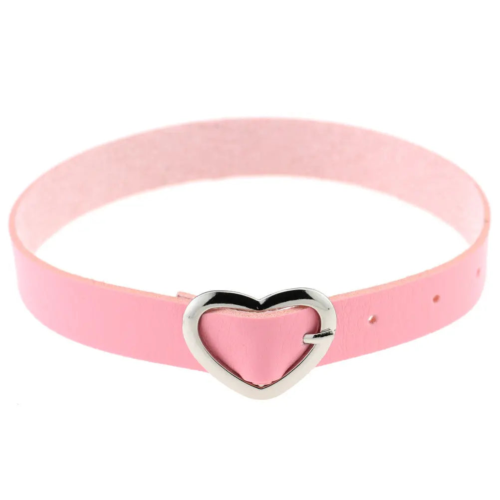 Heart Buckle Leather Submissive BDSM Collar  Collars and Leads