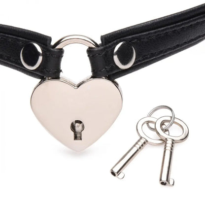 Heart Lock Leather Bondage Choker with Lock and Key - BDSM Collar  Fetish Clothing and Lingerie