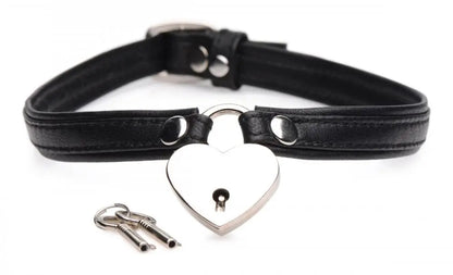 Heart Lock Leather Bondage Choker with Lock and Key - BDSM Collar  Fetish Clothing and Lingerie