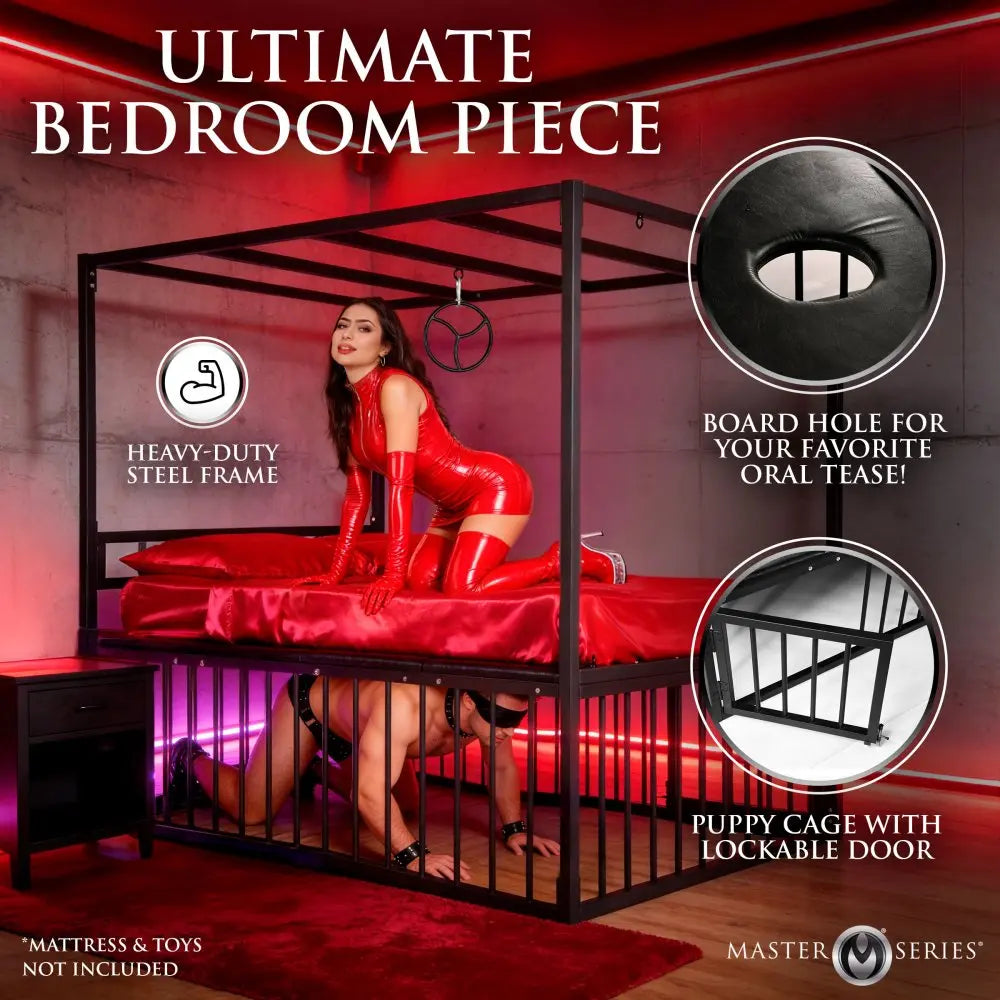 Heavy-Duty Bondage Bed with Cage and Suspension Canopy  Bondage Bed