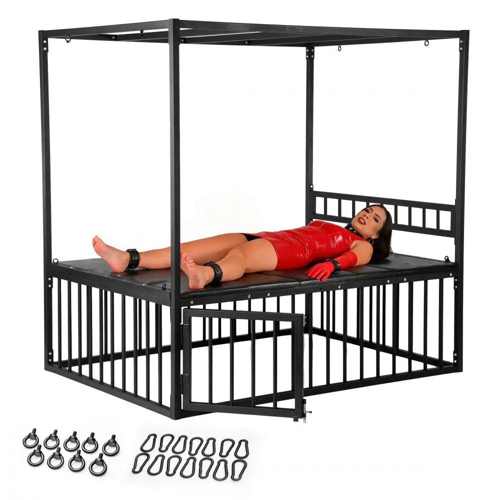 Heavy-Duty Bondage Bed with Cage and Suspension Canopy  Bondage Bed