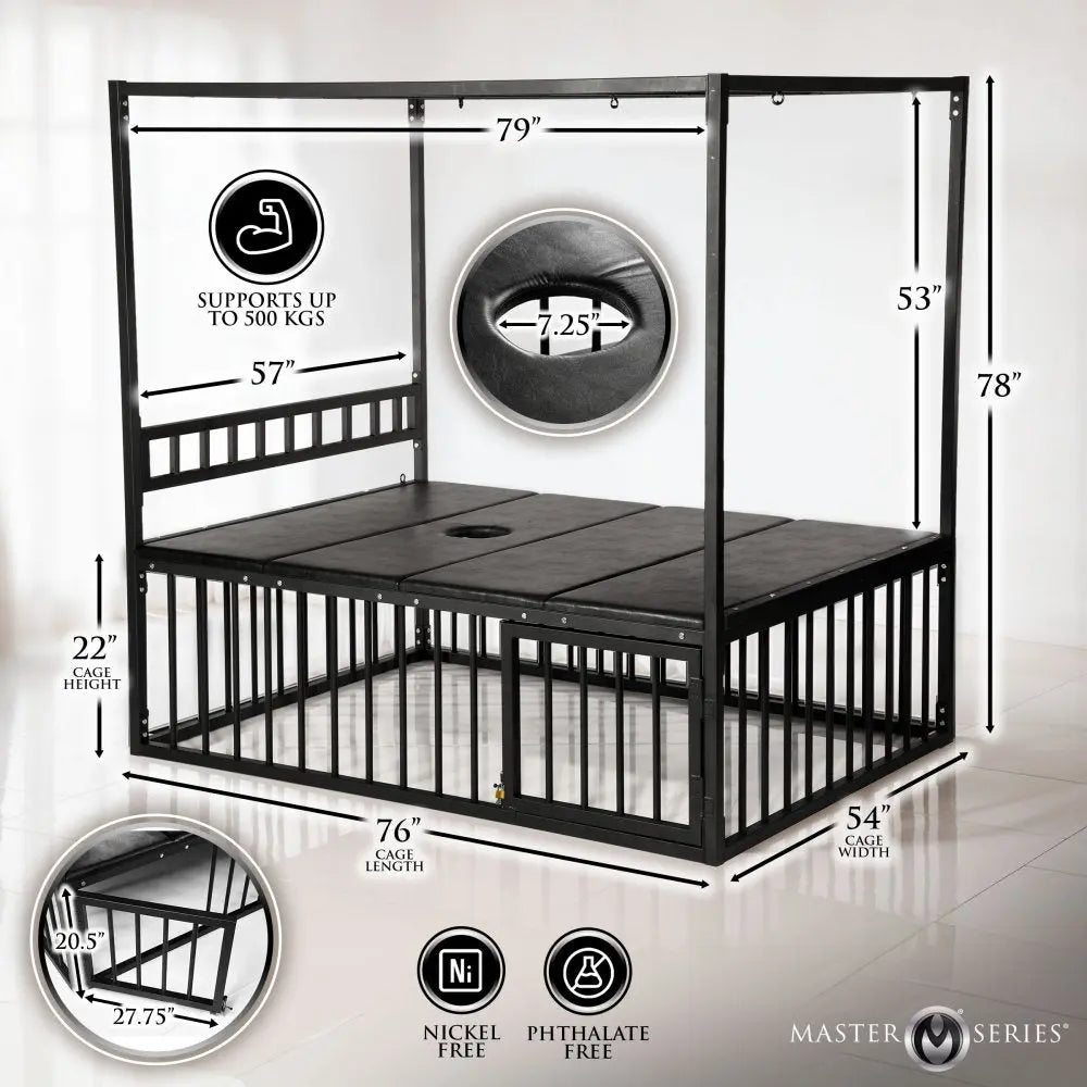 Heavy-Duty Bondage Bed with Cage and Suspension Canopy  Bondage Bed