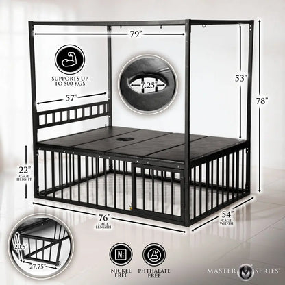 Heavy-Duty Bondage Bed with Cage and Suspension Canopy  Bondage Bed