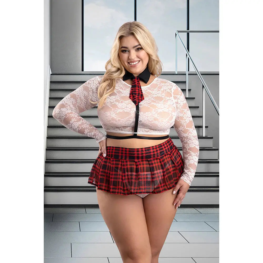 High Standards 4pc Plus Size School Girl 1X 2X  Lingerie - Costumes
