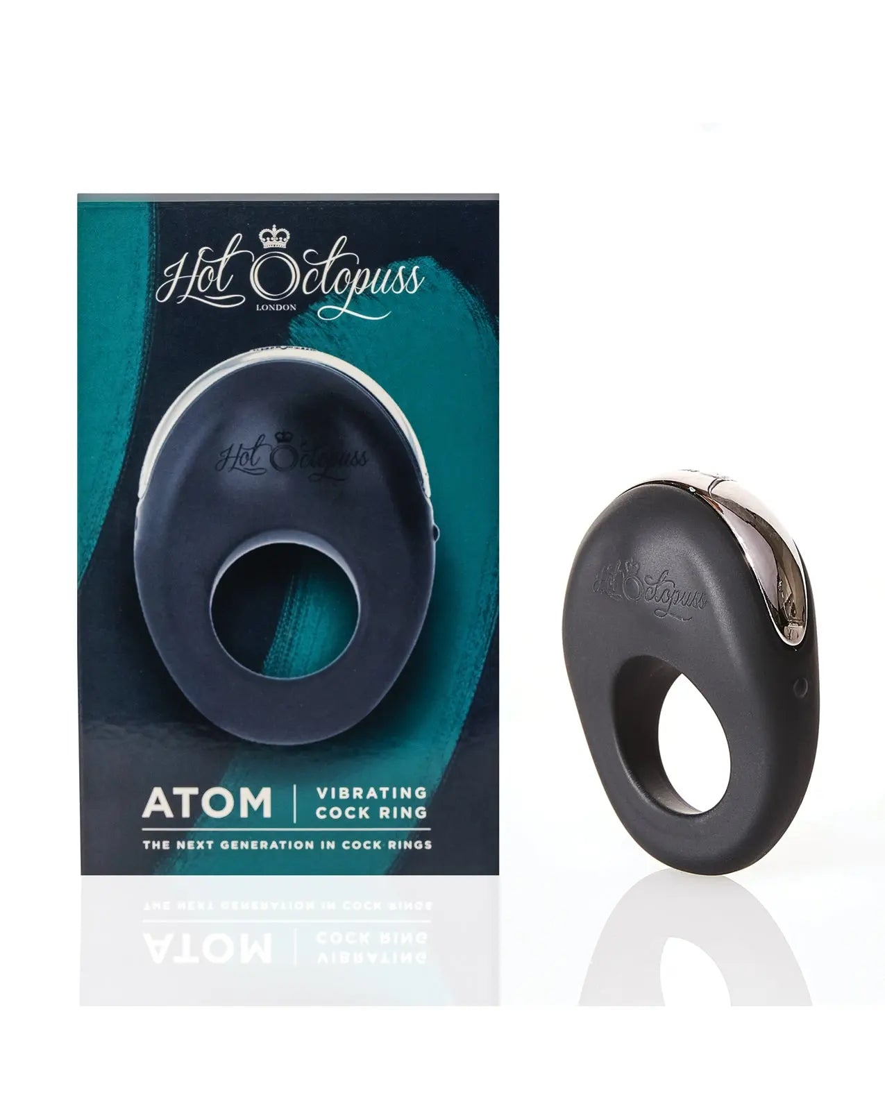 Hot Octopuss Atom Rechargeable Vibrating Cock Ring Black  Vibrating Cock Ring