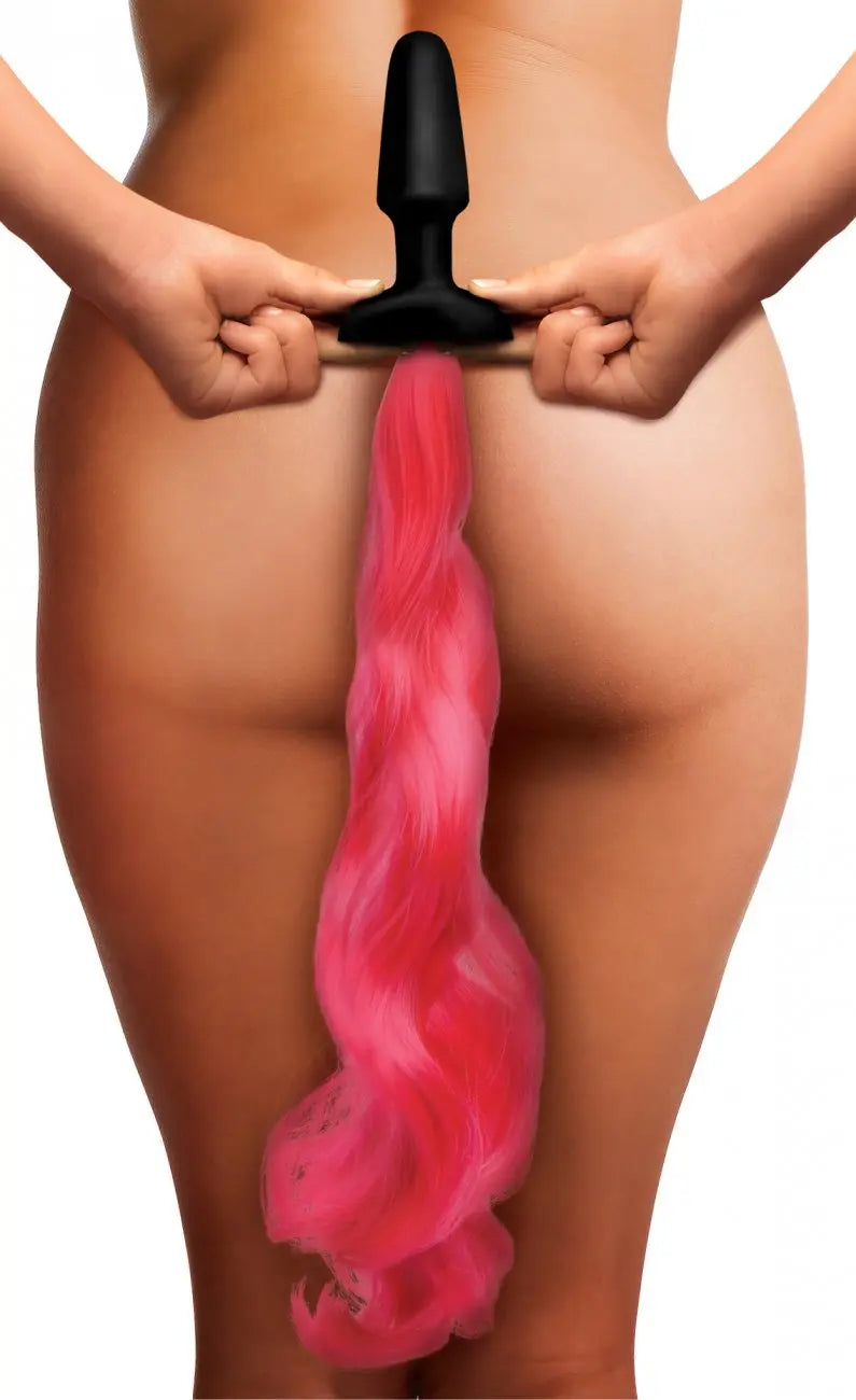 Hot Pink Pony Tail Anal Plug  BDSM Pet Play Anal Plug