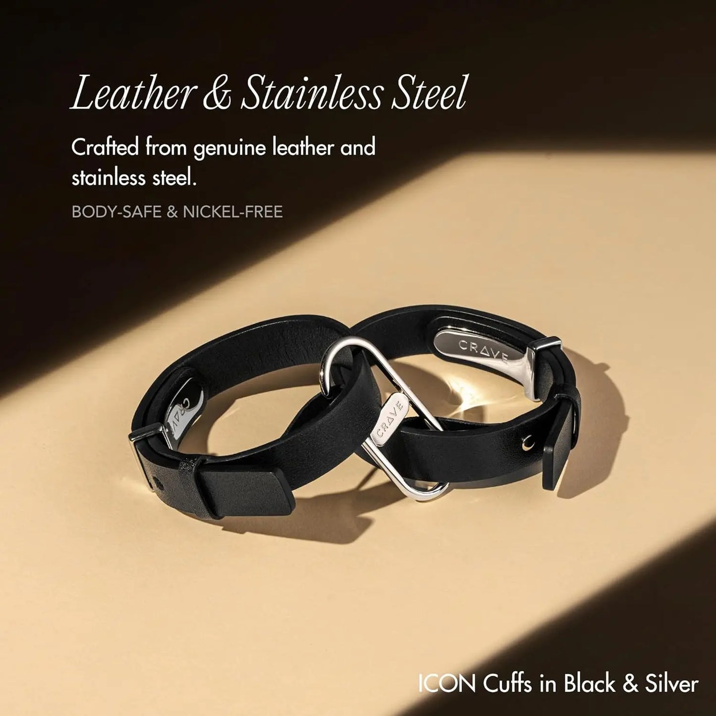 Icon Discreet Bondage Cuffs - Luxury BDSM Bracelet Cuffs - Black and Rose Gold  Fetish - Cuffs & Restraints