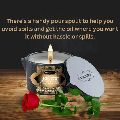 Ignite Massage Oil Candle Vanilla Sandalwood  Lubes, Lotions and Accessories