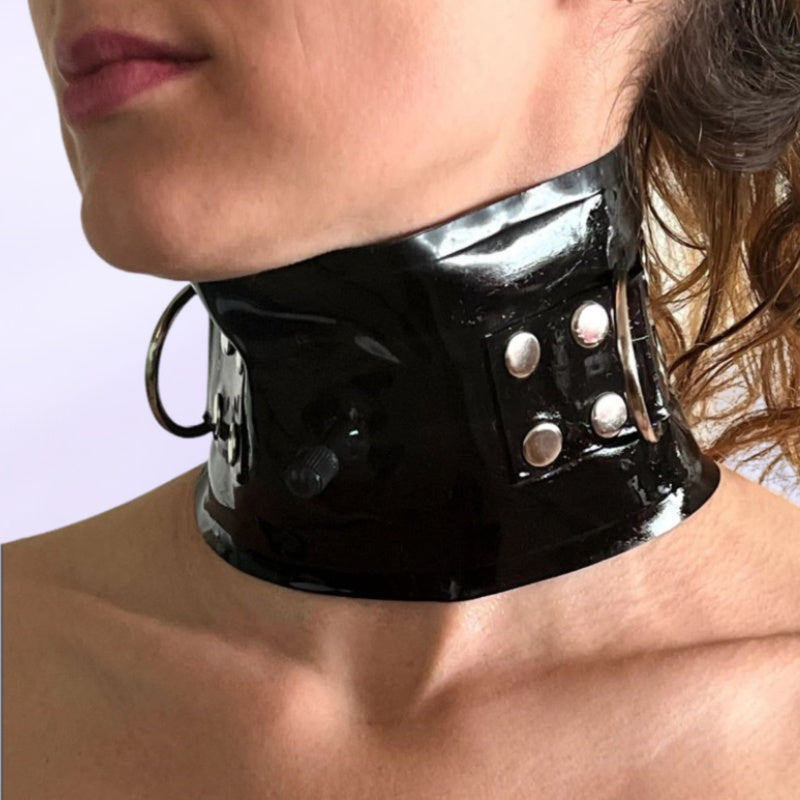 Inflatable Latex Collar with Back Zipper BDSM Gear 