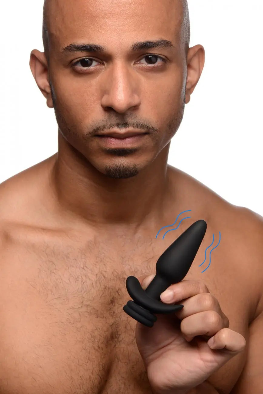 Interchangeable 10X Vibrating Silicone Anal Plug with Remote - Small  Vibrating Toys