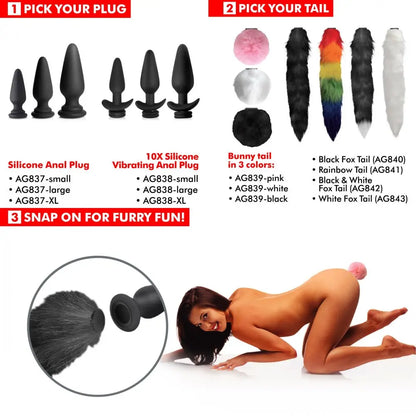 Interchangeable Silicone Anal Plug - XL  BDSM Pet Play Anal Plug