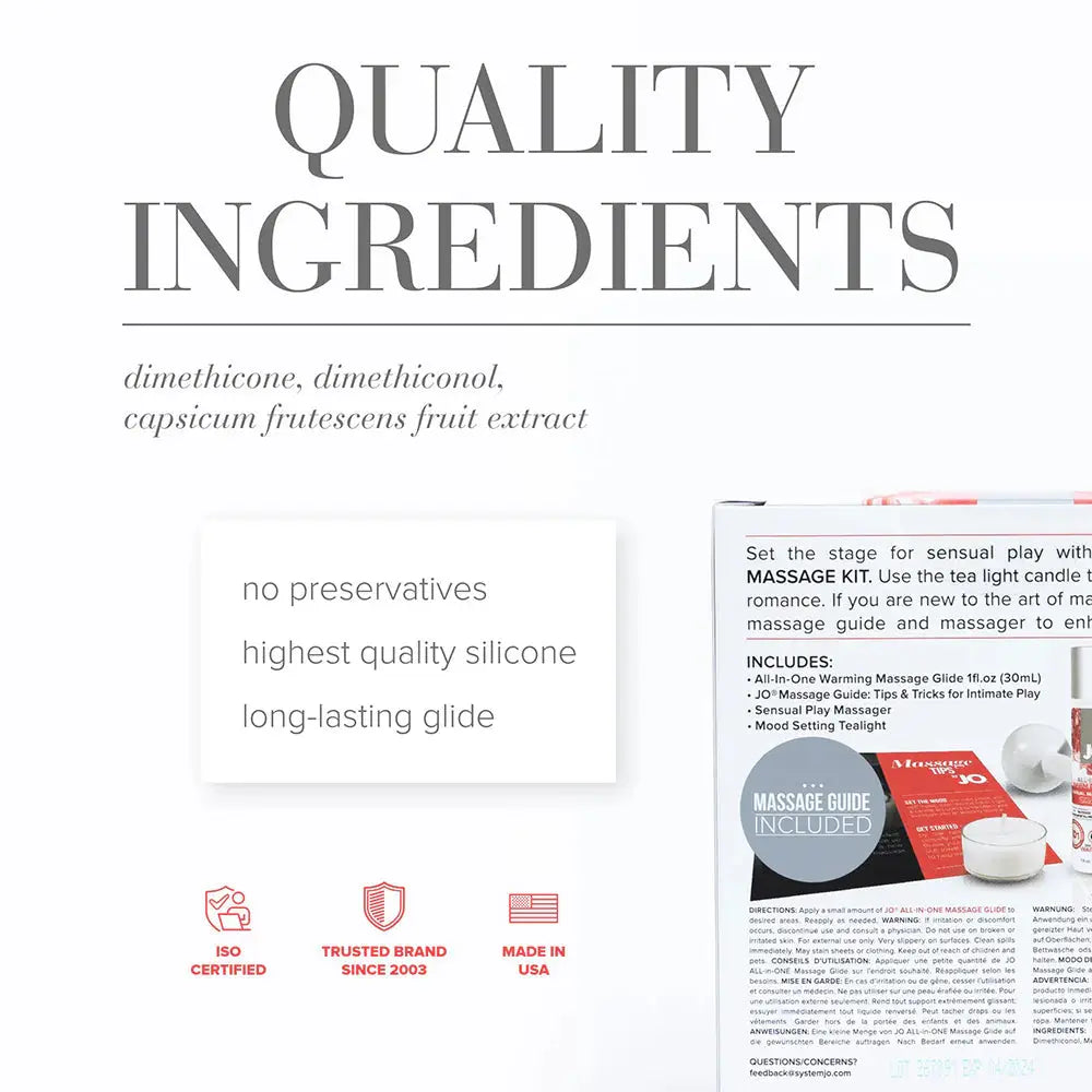 JO All-In-One Massage Glide Kit  - Warming - Romance Gift Set  Lubes, Lotions and Accessories