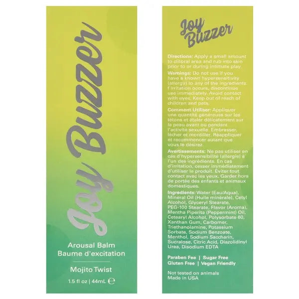 JOY BUZZER Clitoral Arousal Balm - Mojito Twist 1.5oz | 44mL  Lubes, Lotions and Accessories