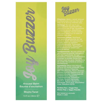 JOY BUZZER Clitoral Arousal Balm - Mojito Twist 1.5oz | 44mL  Lubes, Lotions and Accessories