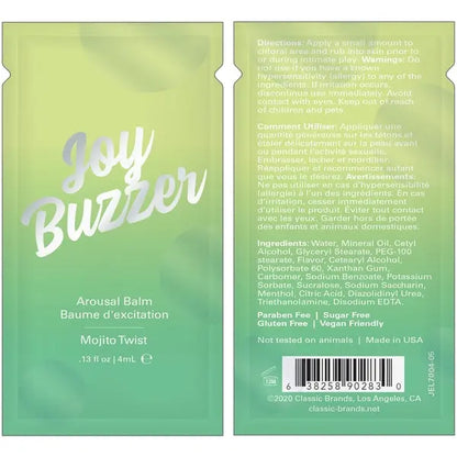 JOY BUZZER Clitoral Arousal Balm - Mojito Twist Foil - 0.13 floz  l 4 mL  Lubes, Lotions and Accessories