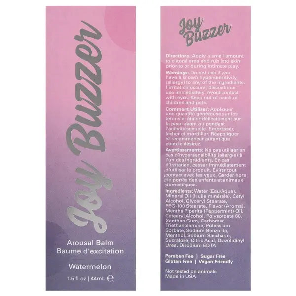 JOY BUZZER Clitoral Arousal Balm - Watermelon 1.5oz | 44mL  Lubes, Lotions and Accessories