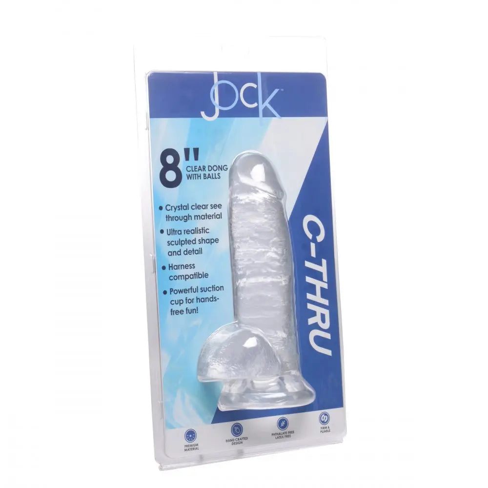 Jock C-Thru Dildo with Balls - 8 Inch  Suction Cup Dildos