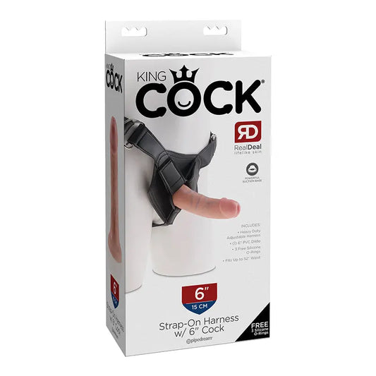 King Cock Strap-On Harness With 6 in. Cock Beige  Harnesses