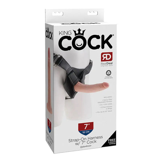 King Cock Strap-On Harness With 7 in. Cock Beige  Harnesses