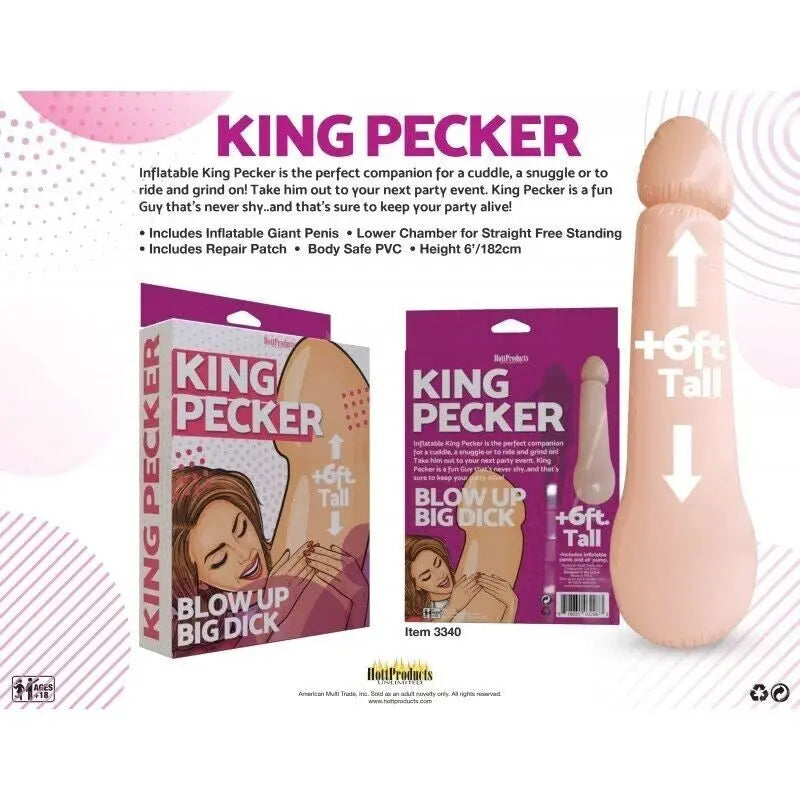 King Pecker- 6-Foot Giant Inflatable Penis  Bachelorette - Party Supplies