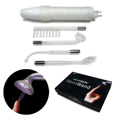 KinkLab Neon Wand Electrosex Kit ( White handle/Purple Elec)  Fetish - ElectroStim