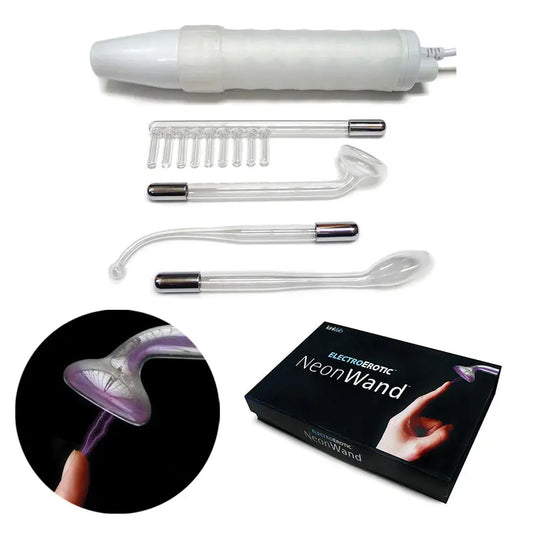 KinkLab Neon Wand Electrosex Kit ( White handle/Purple Elec)  Fetish - ElectroStim