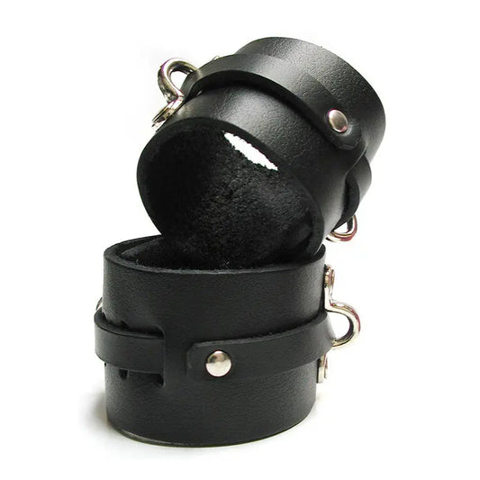 Kinklab Bondage Basics Leather Ankle Cuffs - Black  Fetish - Cuffs & Restraints