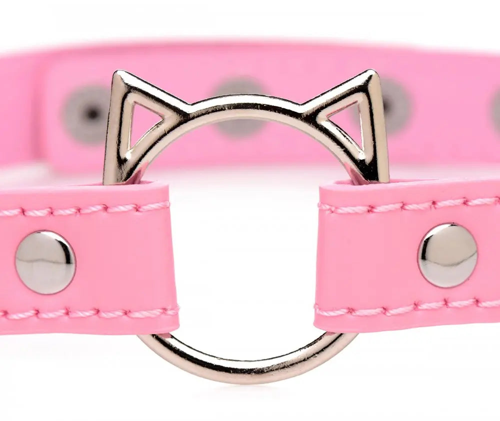 Kinky Kitty Ring Slim Bondage Choker - Pink BDSM Catt Collar  Fetish Clothing and Lingerie