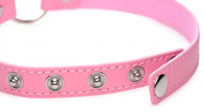 Kinky Kitty Ring Slim Bondage Choker - Pink BDSM Catt Collar  Fetish Clothing and Lingerie
