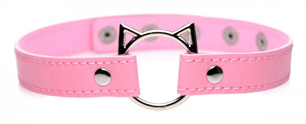 Kinky Kitty Ring Slim Bondage Choker - Pink BDSM Catt Collar  Fetish Clothing and Lingerie