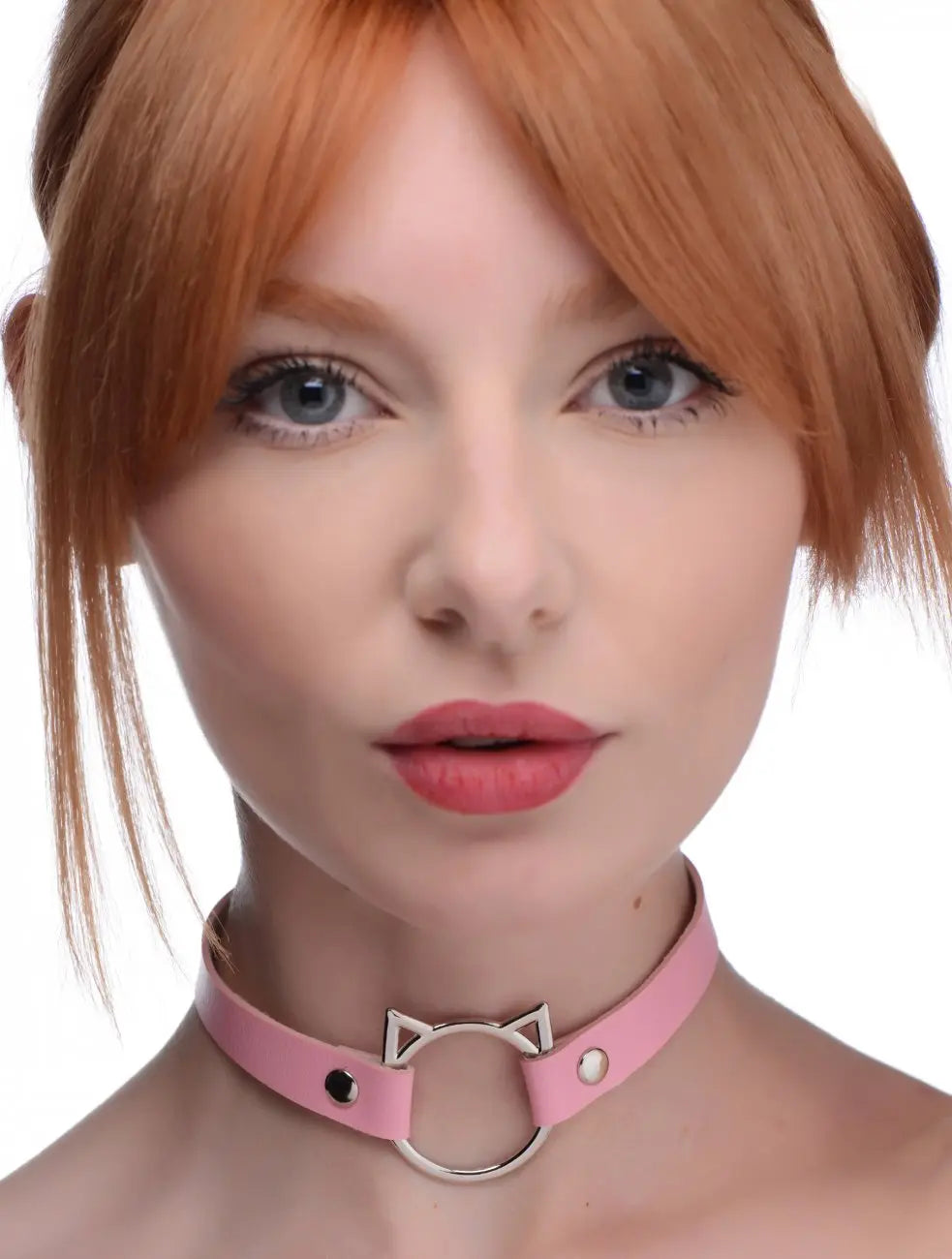 Kinky Kitty Ring Slim Bondage Choker - Pink BDSM Catt Collar  Fetish Clothing and Lingerie