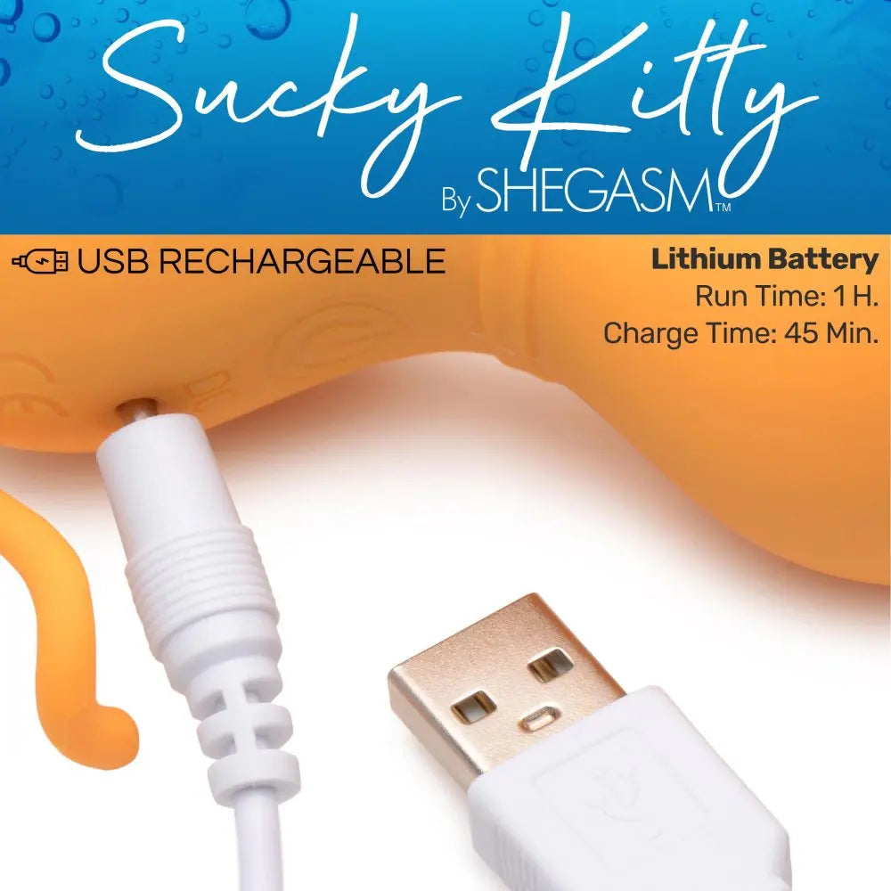 Kitty Clit Suction Vibrator Sucky Kitty Silicone Clitoral Stimulator - Orange  Suction Vibrators