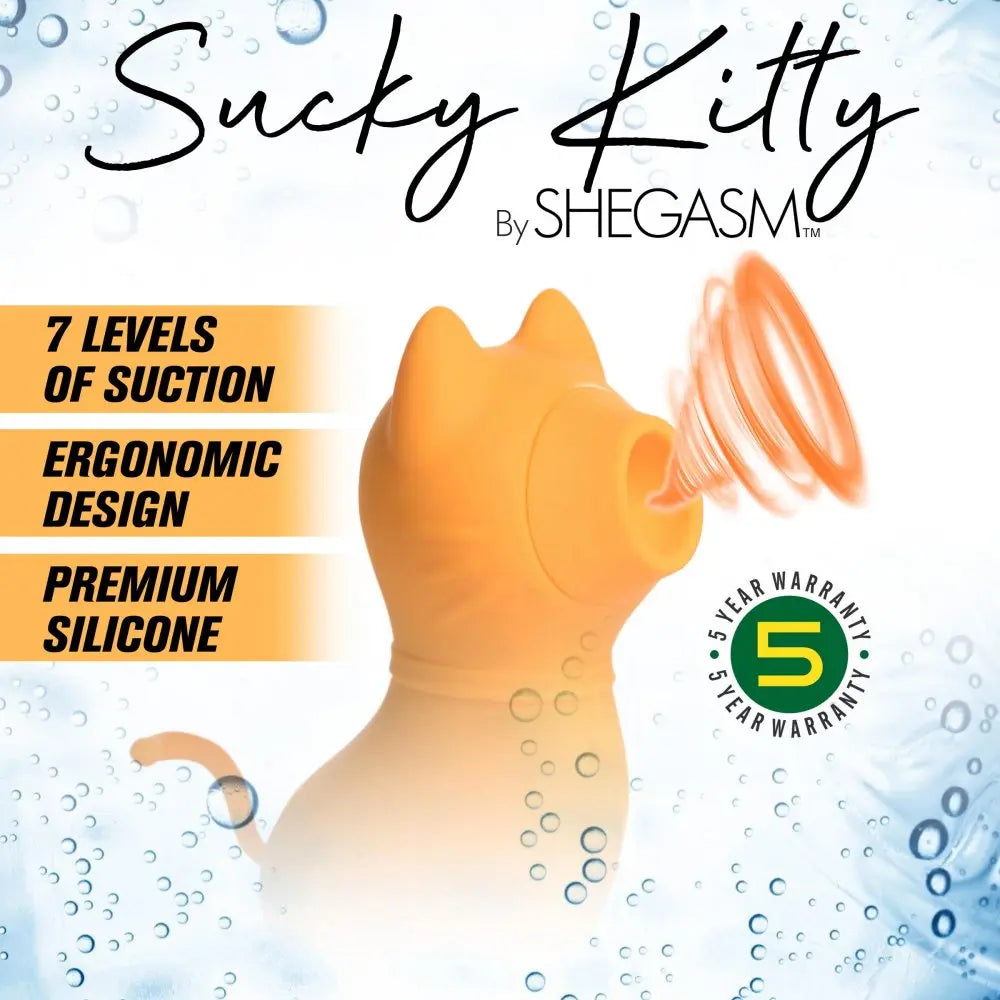 Kitty Clit Suction Vibrator Sucky Kitty Silicone Clitoral Stimulator - Orange  Suction Vibrators