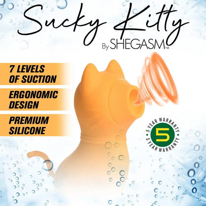 Kitty Clit Suction Vibrator Sucky Kitty Silicone Clitoral Stimulator - Orange  Suction Vibrators