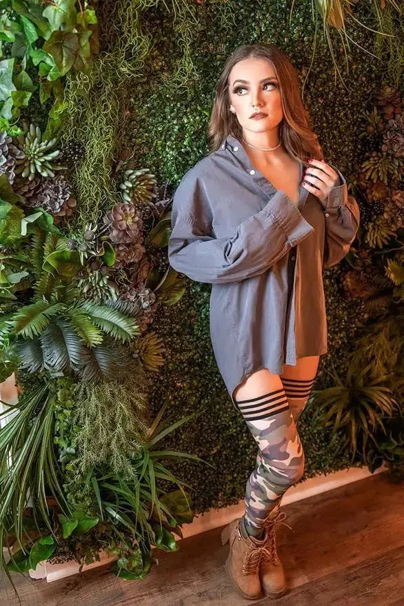 Kixies Alex Camouflage Thigh-High Size D - Camo Tights  Lingerie - Stockings & Leggings