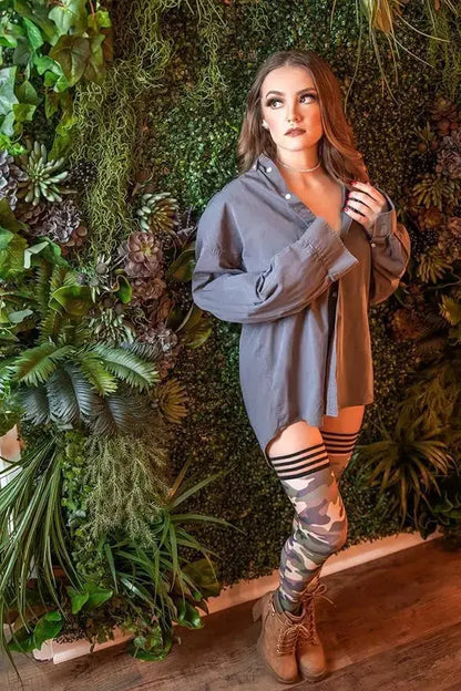 Kixies Alex Camouflage Thigh-High Size D - Camo Tights  Lingerie - Stockings & Leggings