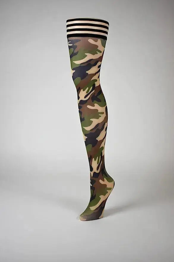 Kixies Alex Camouflage Thigh-High Size D - Camo Tights  Lingerie - Stockings & Leggings