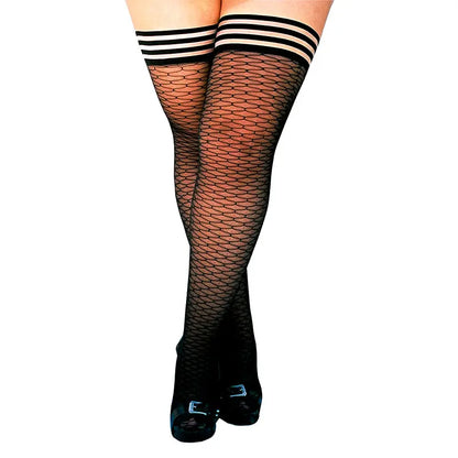 Kixies Beth Ann Honeycomb Thigh-High Black Size D  Lingerie - Stockings & Leggings
