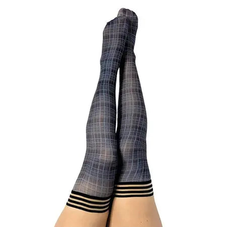 Kixies Debbie Plaid Thigh-High Navy Size A  Lingerie - Stockings & Leggings